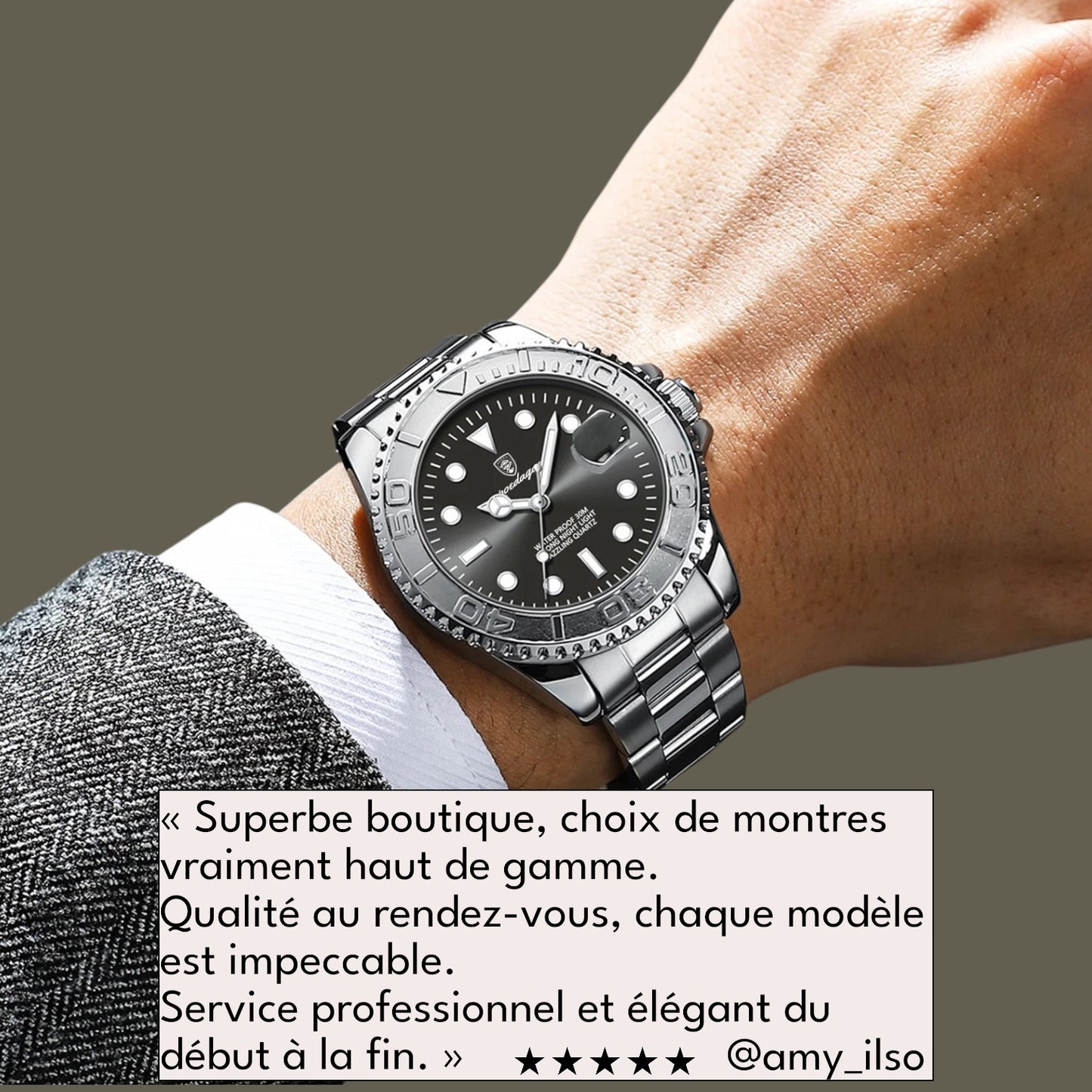 Montre Homme Luxe POEDAGAR – Acier Inoxydable